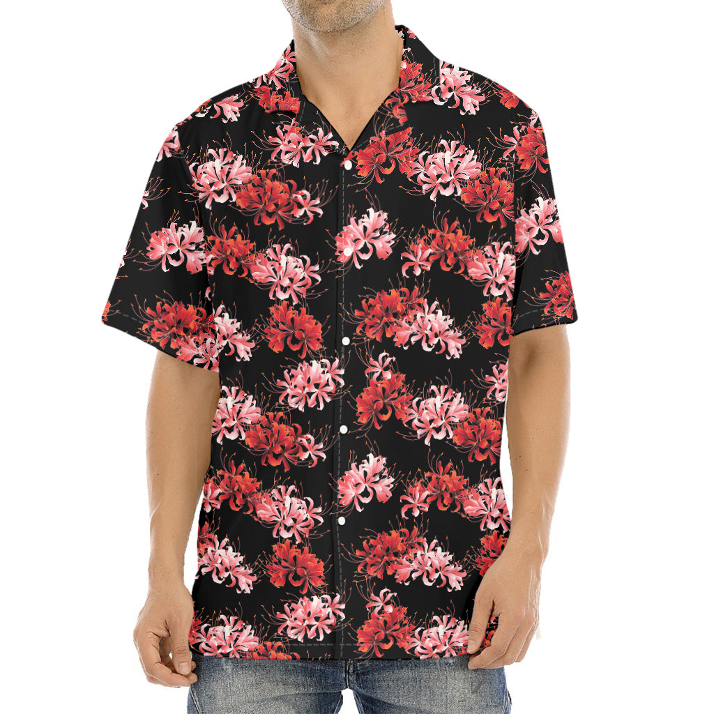 Japanese Cluster Amaryllis Pattern Print Aloha Shirt