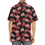 Japanese Cluster Amaryllis Pattern Print Aloha Shirt