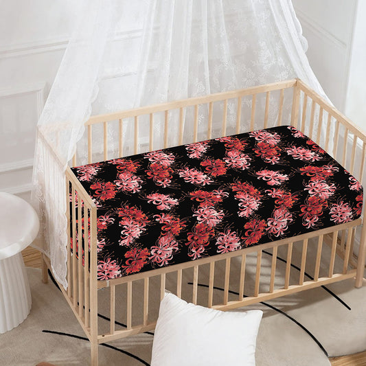 Japanese Cluster Amaryllis Pattern Print Baby Crib Sheet