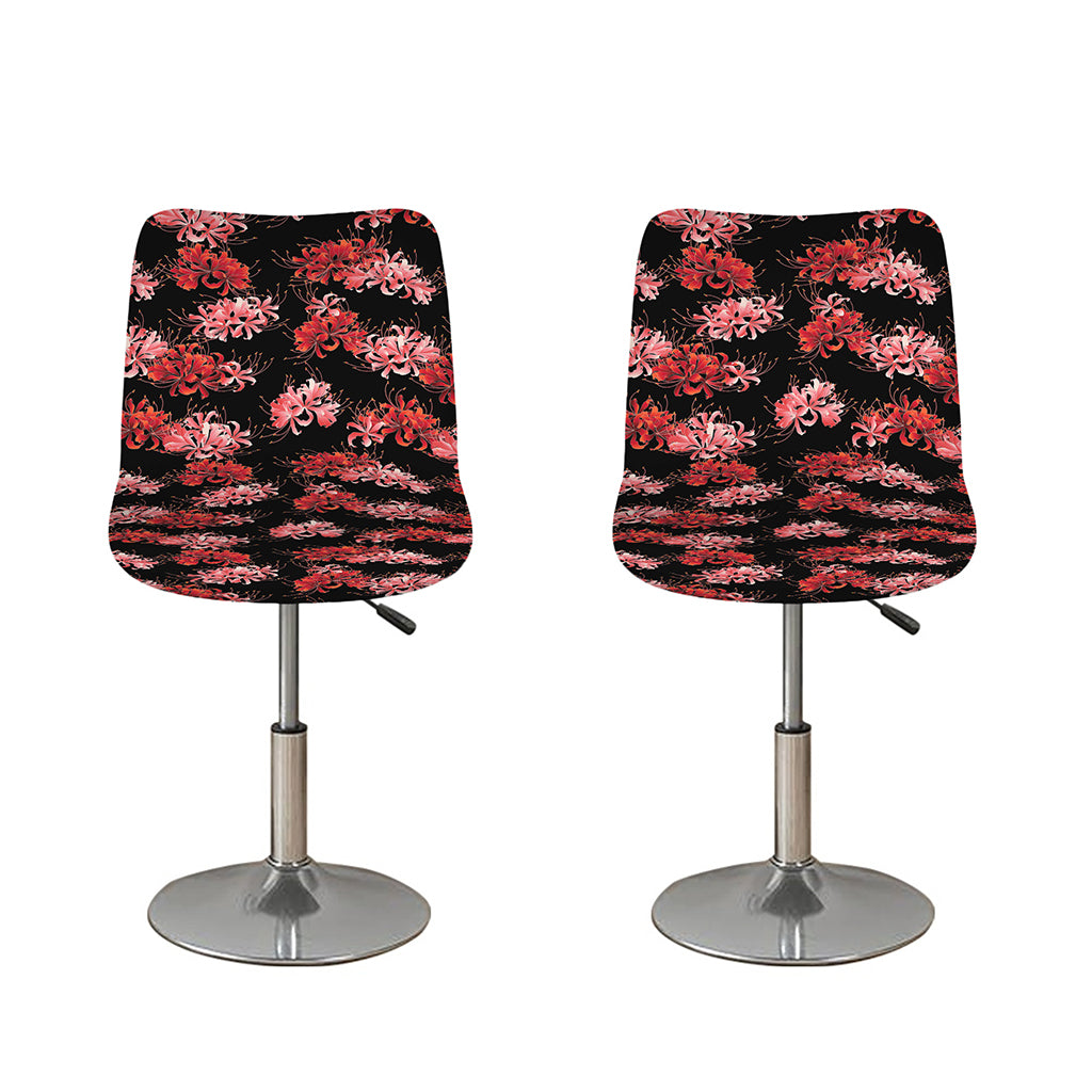 Japanese Cluster Amaryllis Pattern Print Bar Stool Covers