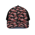 Japanese Cluster Amaryllis Pattern Print Black Mesh Trucker Hat
