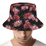 Japanese Cluster Amaryllis Pattern Print Bucket Hat