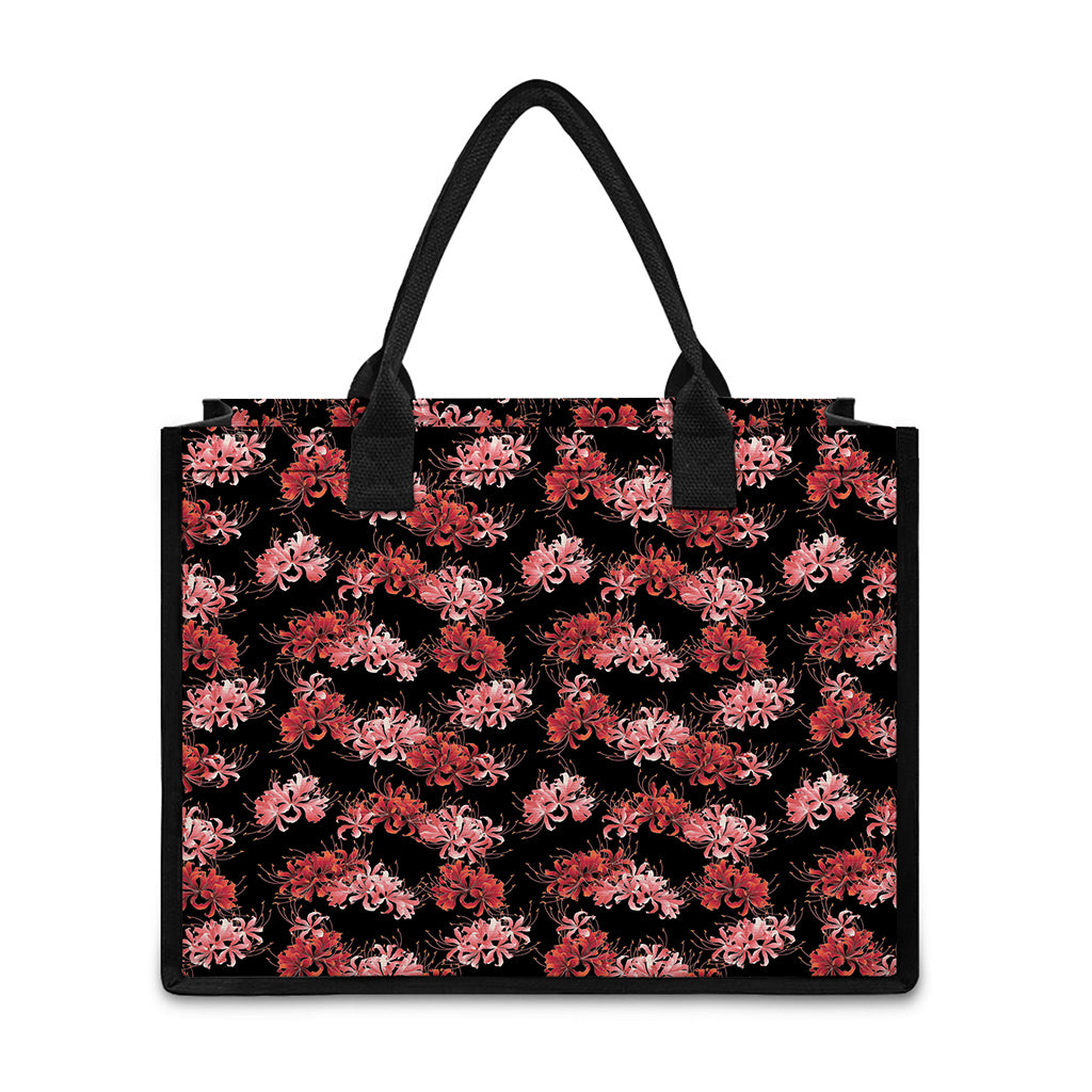 Japanese Cluster Amaryllis Pattern Print Canvas Tote Bag