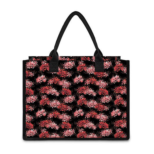 Japanese Cluster Amaryllis Pattern Print Canvas Tote Bag