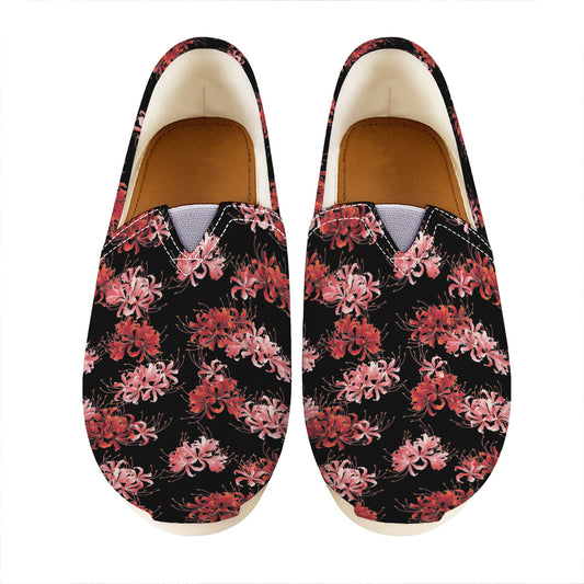 Japanese Cluster Amaryllis Pattern Print Casual Shoes