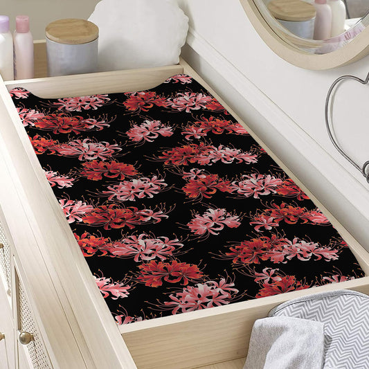 Japanese Cluster Amaryllis Pattern Print Changing Pad Cover