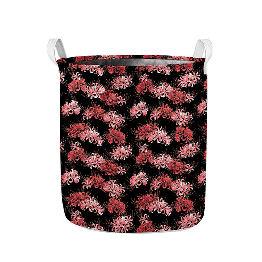 Japanese Cluster Amaryllis Pattern Print Collapsible Laundry Basket