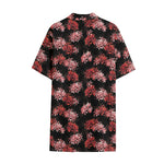 Japanese Cluster Amaryllis Pattern Print Cotton Hawaiian Shirt