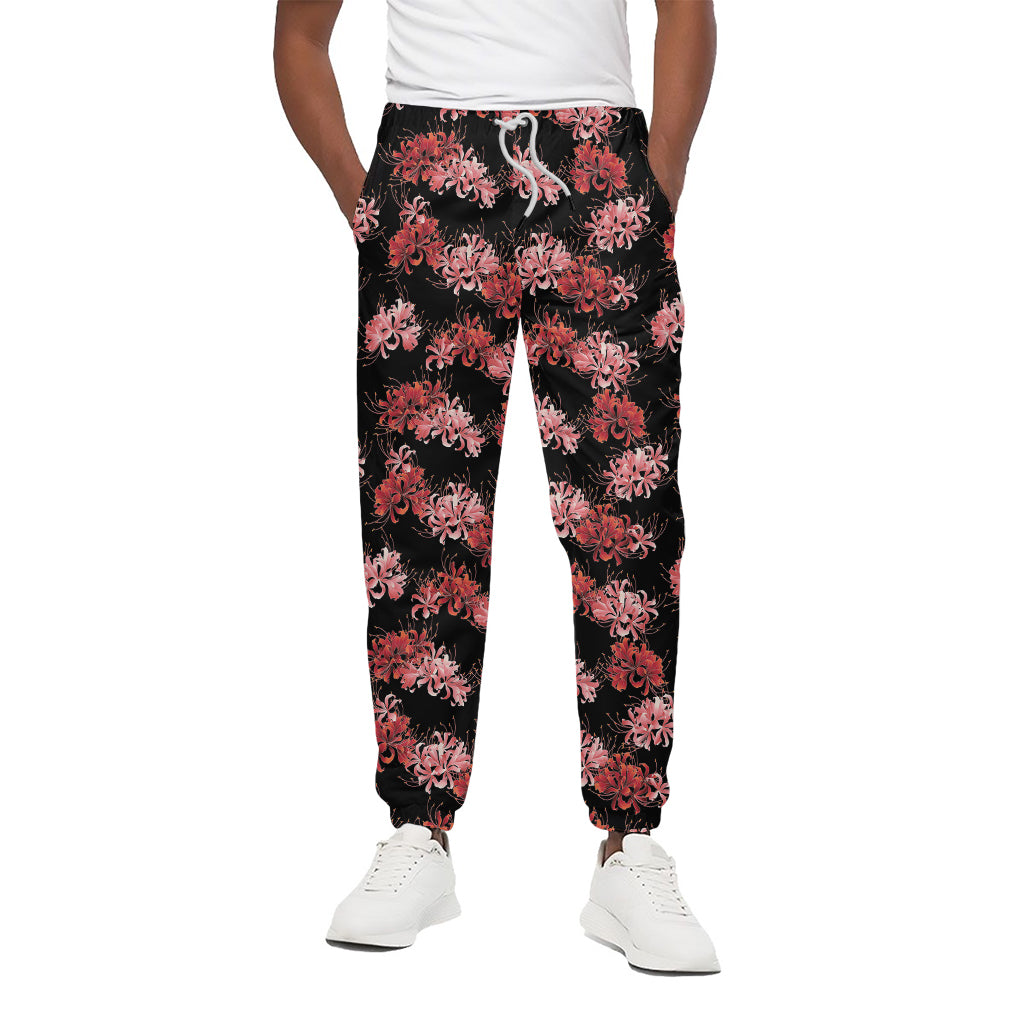 Japanese Cluster Amaryllis Pattern Print Cotton Pants