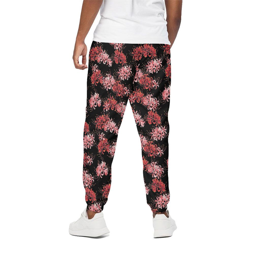 Japanese Cluster Amaryllis Pattern Print Cotton Pants