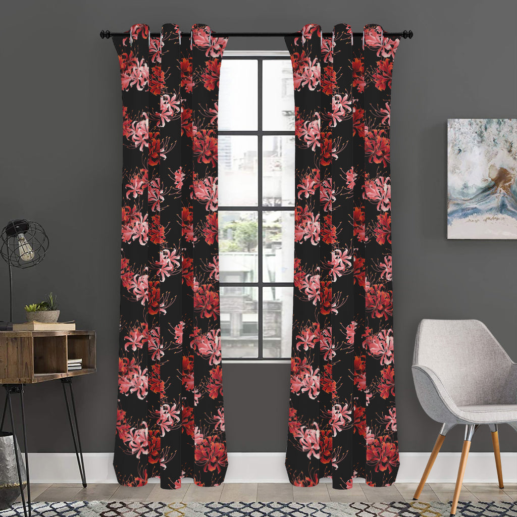 Japanese Cluster Amaryllis Pattern Print Curtain