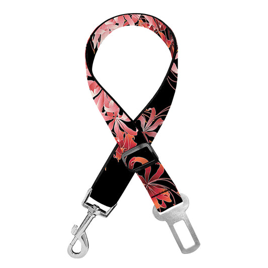 Japanese Cluster Amaryllis Pattern Print Dog Seat Belt