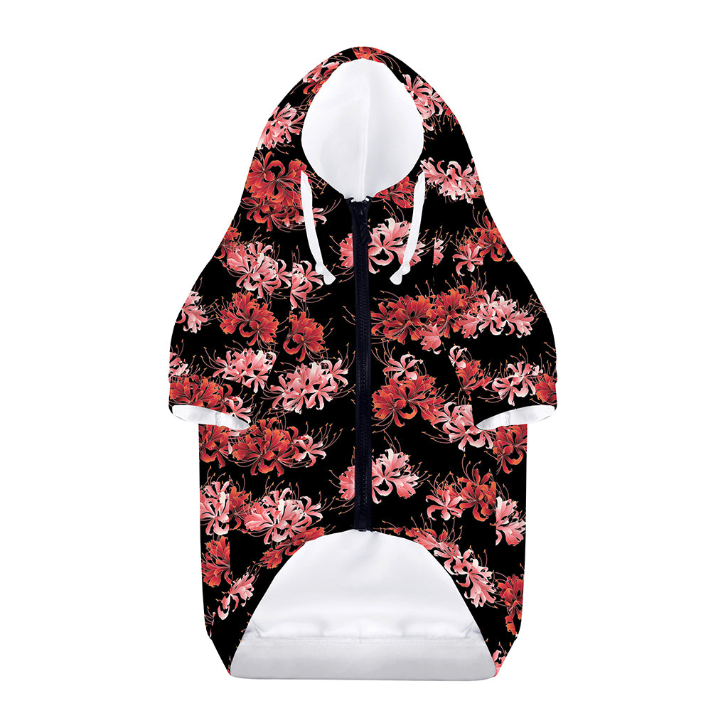 Japanese Cluster Amaryllis Pattern Print Dog Zip Up Hoodie