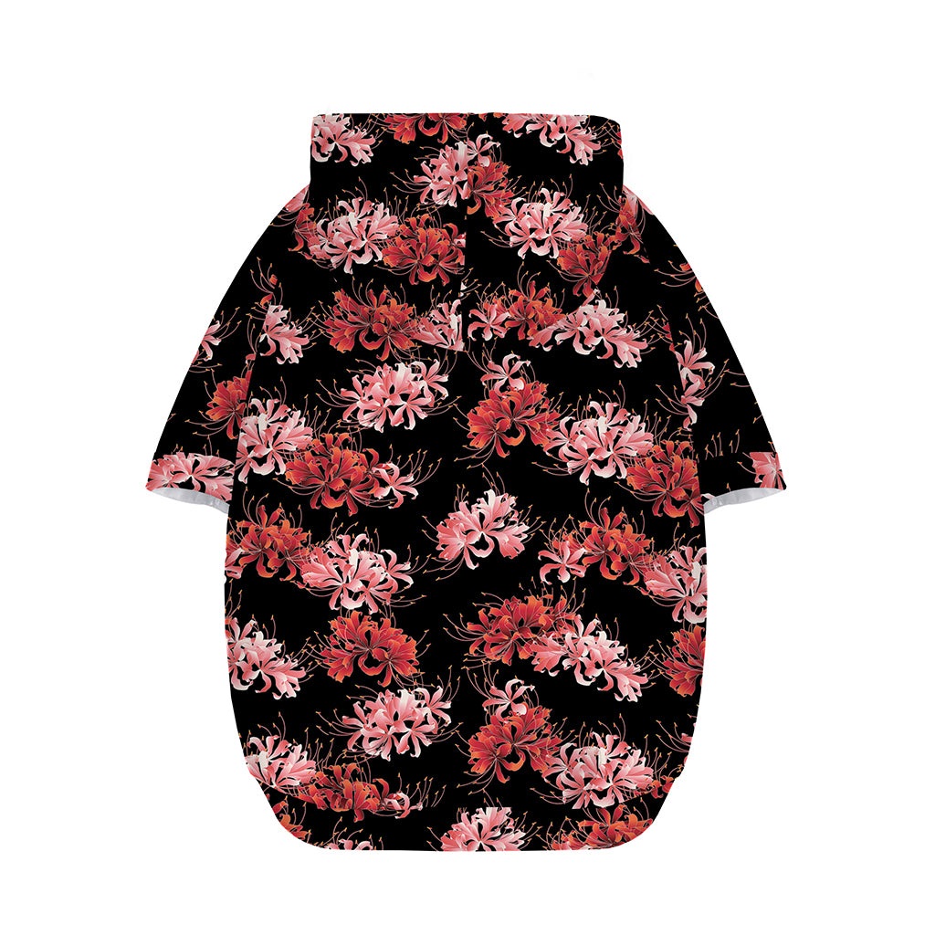 Japanese Cluster Amaryllis Pattern Print Dog Zip Up Hoodie