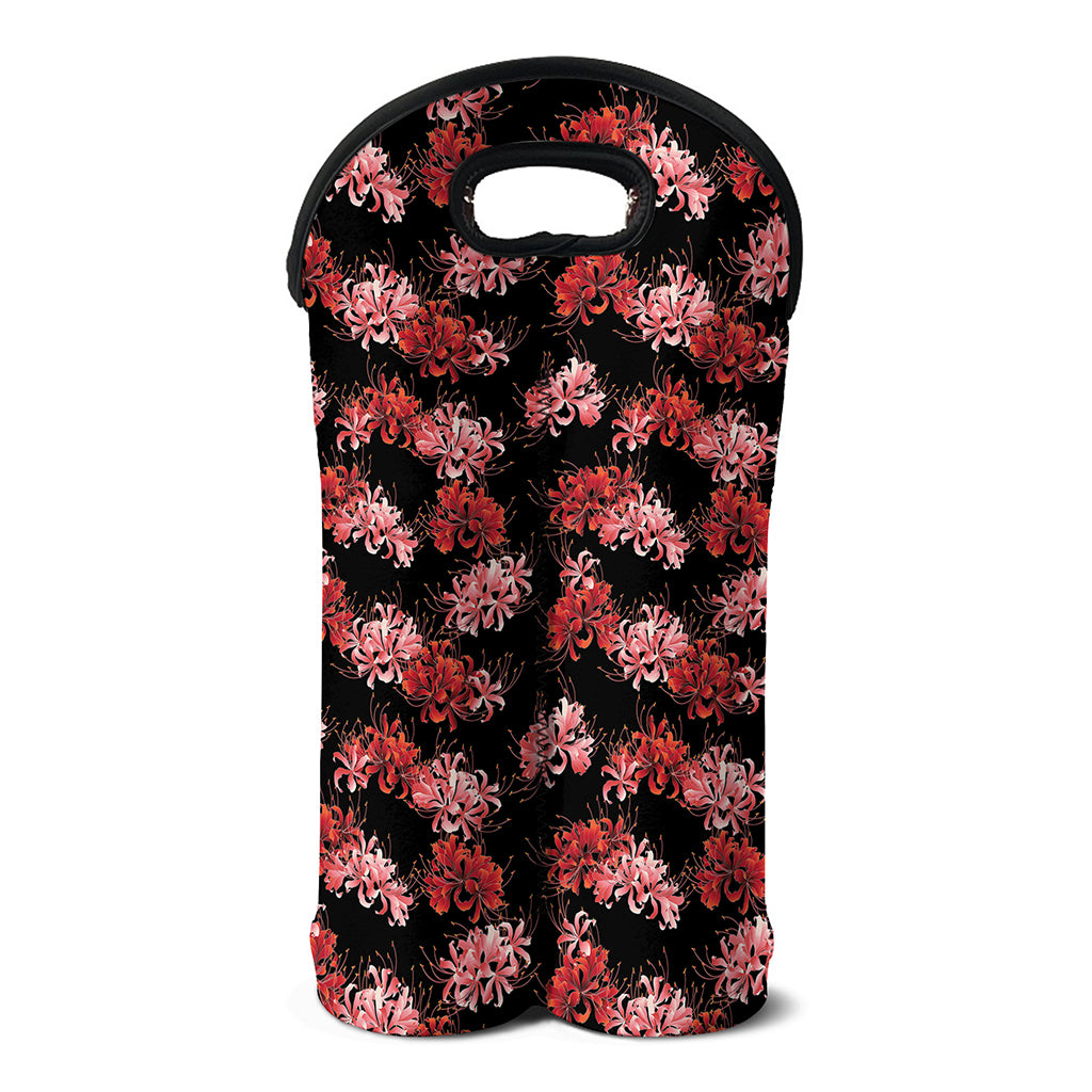 Japanese Cluster Amaryllis Pattern Print Double Neoprene Wine Tote