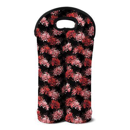 Japanese Cluster Amaryllis Pattern Print Double Neoprene Wine Tote