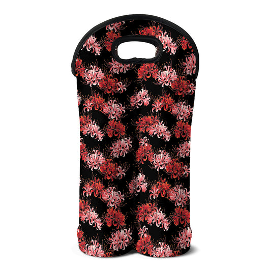 Japanese Cluster Amaryllis Pattern Print Double Neoprene Wine Tote