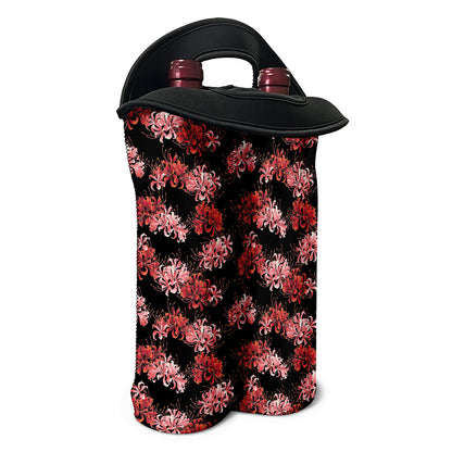 Japanese Cluster Amaryllis Pattern Print Double Neoprene Wine Tote