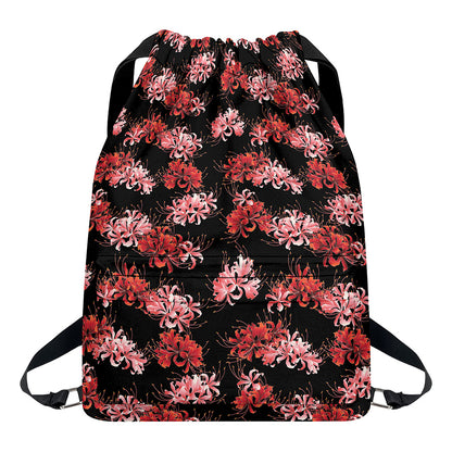 Japanese Cluster Amaryllis Pattern Print Drawstring Backpack