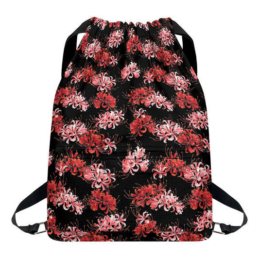 Japanese Cluster Amaryllis Pattern Print Drawstring Backpack