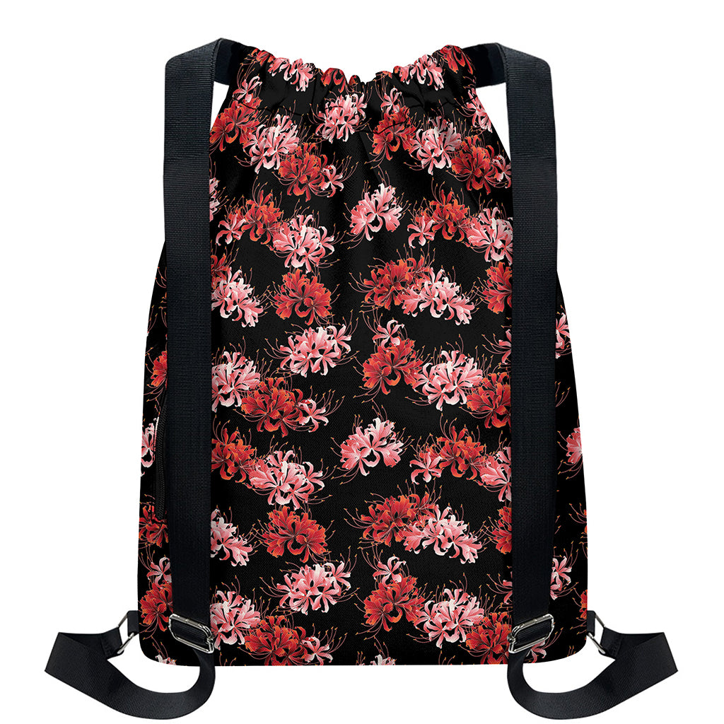 Japanese Cluster Amaryllis Pattern Print Drawstring Backpack