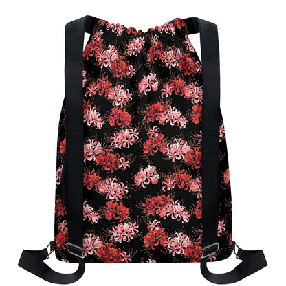 Japanese Cluster Amaryllis Pattern Print Drawstring Backpack