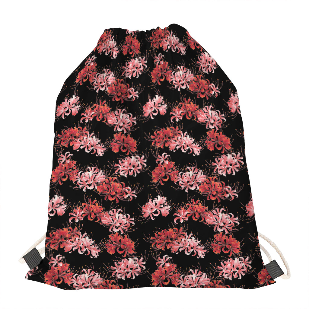 Japanese Cluster Amaryllis Pattern Print Drawstring Bag