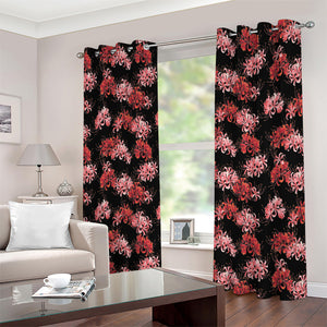 Japanese Cluster Amaryllis Pattern Print Extra Wide Grommet Curtains