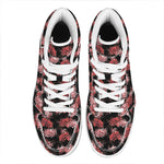 Japanese Cluster Amaryllis Pattern Print High Top Leather Sneakers