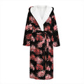 Japanese Cluster Amaryllis Pattern Print Hooded Bathrobe