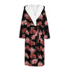 Japanese Cluster Amaryllis Pattern Print Hooded Bathrobe