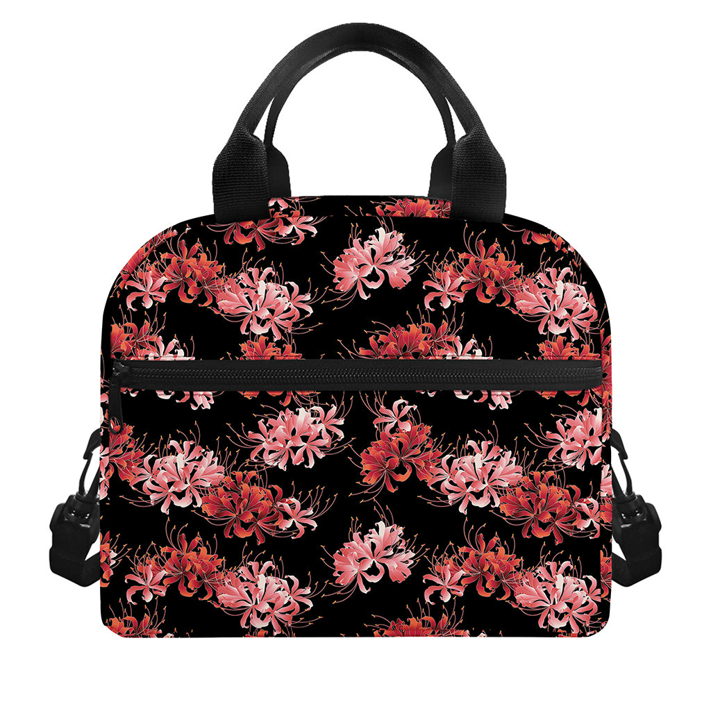 Japanese Cluster Amaryllis Pattern Print Insulated Lunch Bag