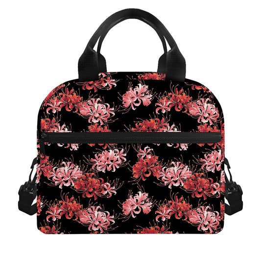 Japanese Cluster Amaryllis Pattern Print Insulated Lunch Bag
