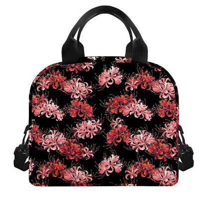 Japanese Cluster Amaryllis Pattern Print Insulated Lunch Bag