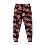 Japanese Cluster Amaryllis Pattern Print Jogger Pants