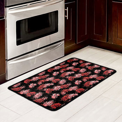 Japanese Cluster Amaryllis Pattern Print Kitchen Mat