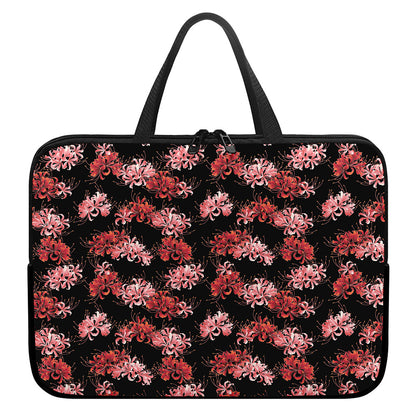 Japanese Cluster Amaryllis Pattern Print Laptop Sleeve With Handle