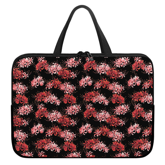 Japanese Cluster Amaryllis Pattern Print Laptop Sleeve With Handle