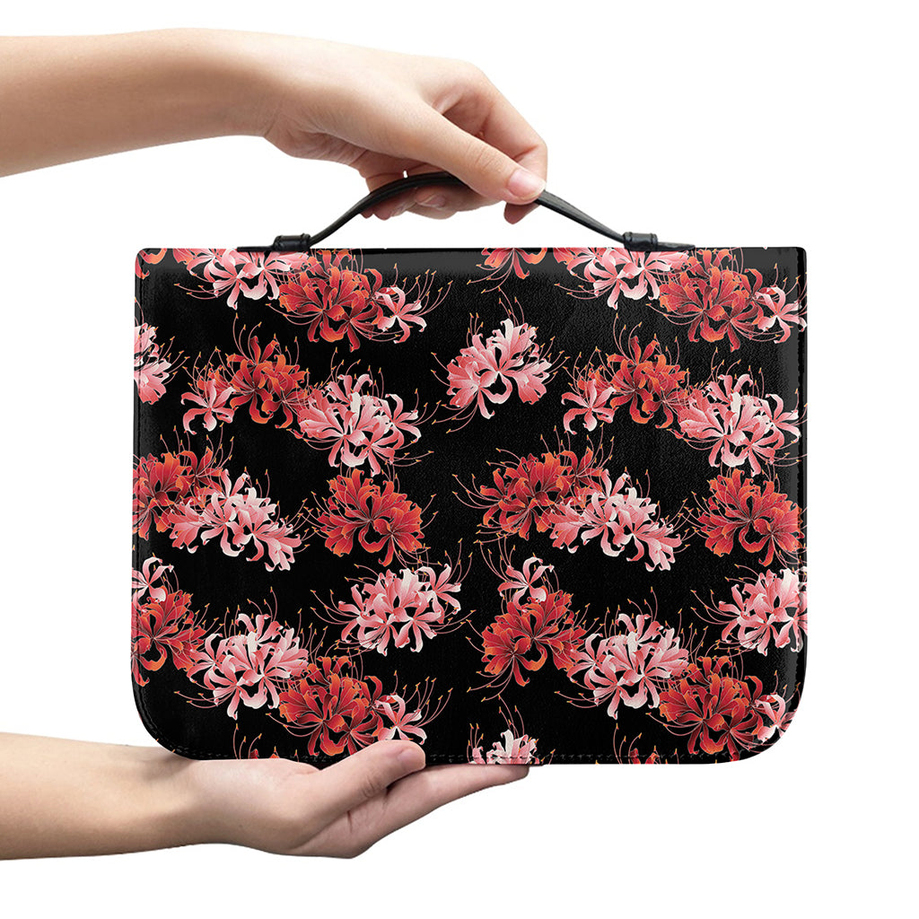 Japanese Cluster Amaryllis Pattern Print Leather Bible Cover