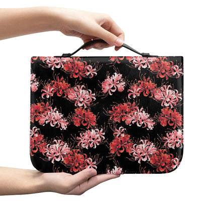 Japanese Cluster Amaryllis Pattern Print Leather Bible Cover