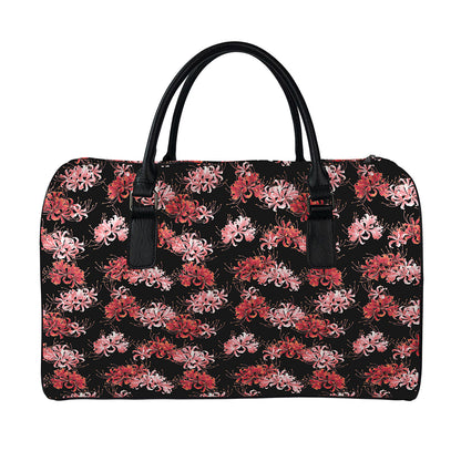 Japanese Cluster Amaryllis Pattern Print Leather Duffle Bag