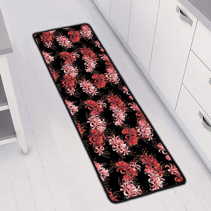 Japanese Cluster Amaryllis Pattern Print Long Kitchen Mat