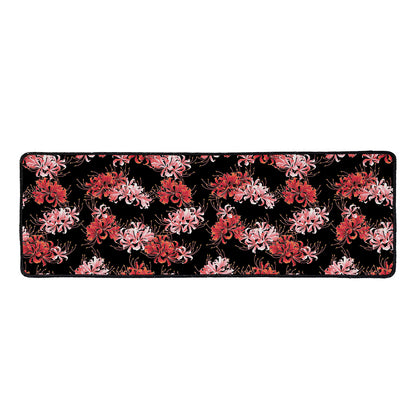 Japanese Cluster Amaryllis Pattern Print Long Kitchen Mat