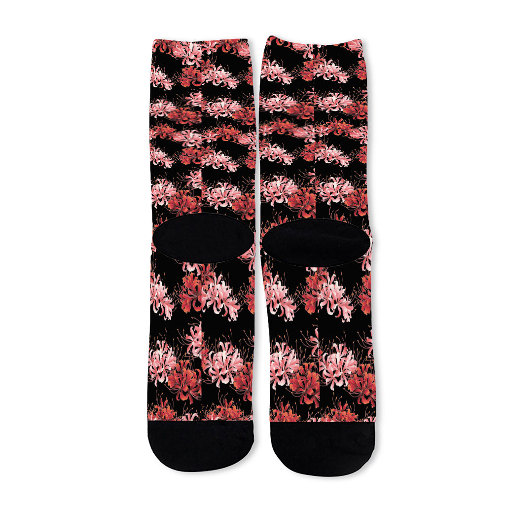 Japanese Cluster Amaryllis Pattern Print Long Socks