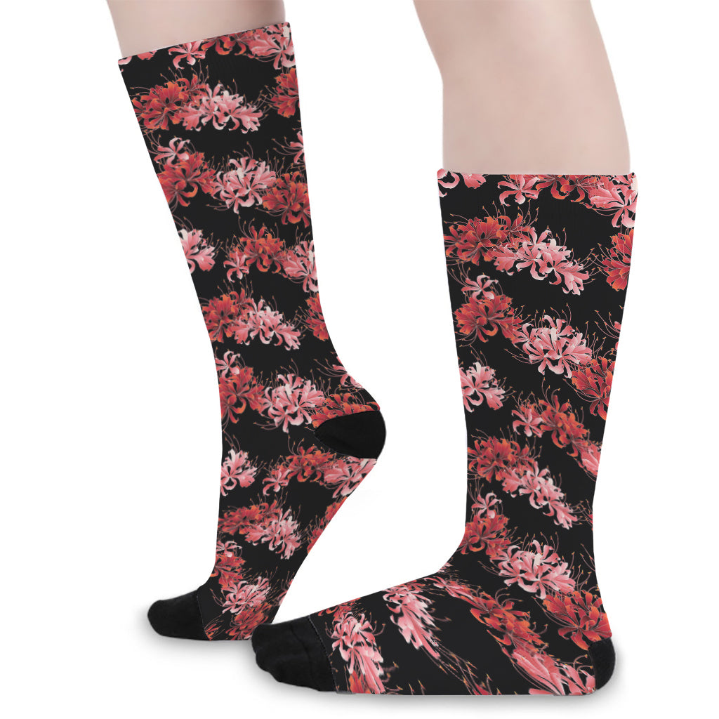 Japanese Cluster Amaryllis Pattern Print Long Socks