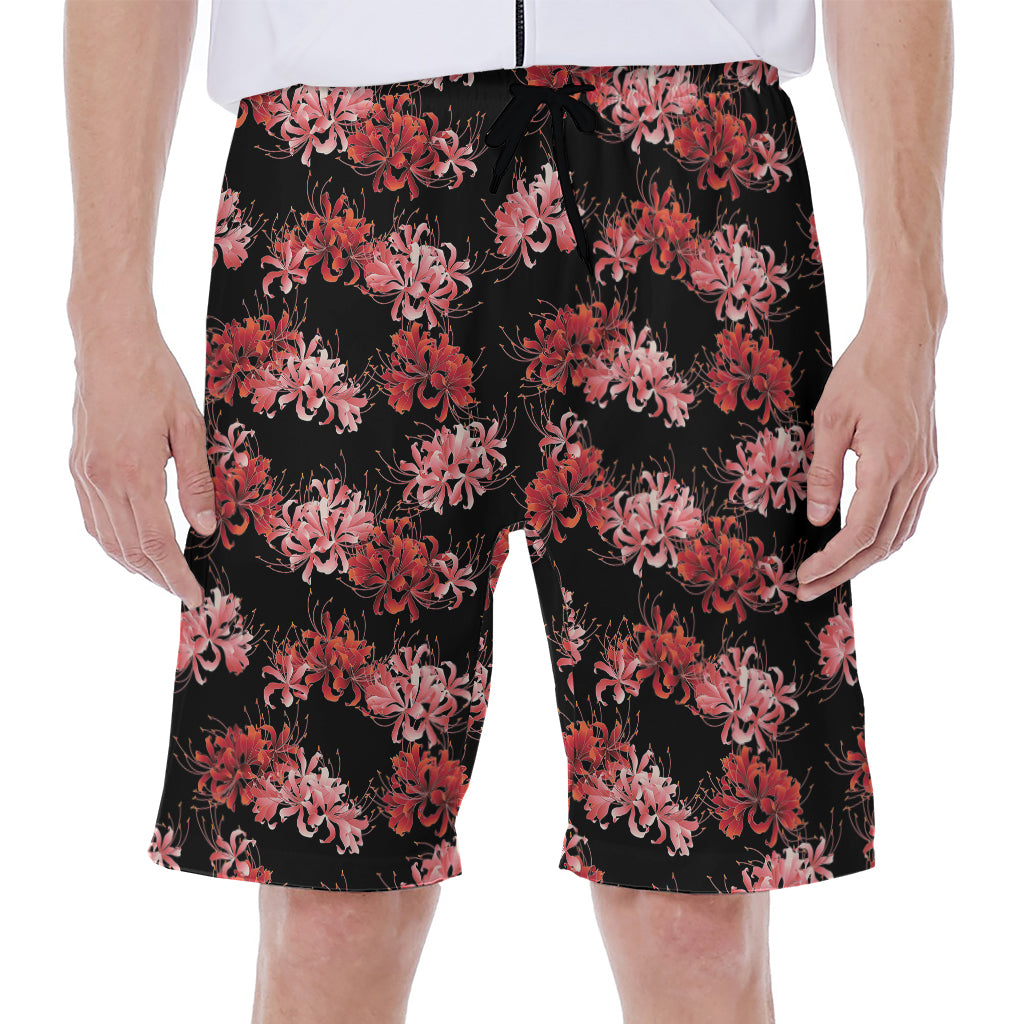 Japanese Cluster Amaryllis Pattern Print Men's Beach Shorts