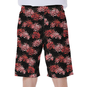 Japanese Cluster Amaryllis Pattern Print Men's Beach Shorts