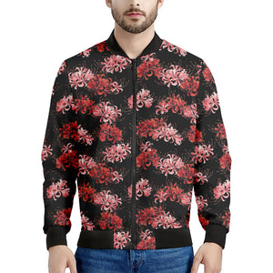 Japanese Cluster Amaryllis Pattern Print Men's Bomber Jacket