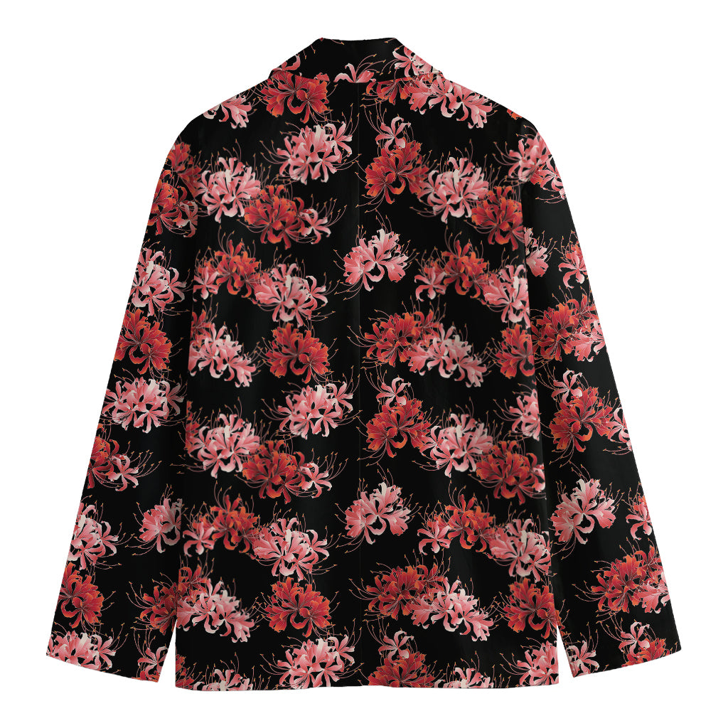 Japanese Cluster Amaryllis Pattern Print Men's Cotton Blazer