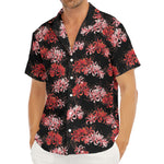 Japanese Cluster Amaryllis Pattern Print Men's Deep V-Neck Shirt